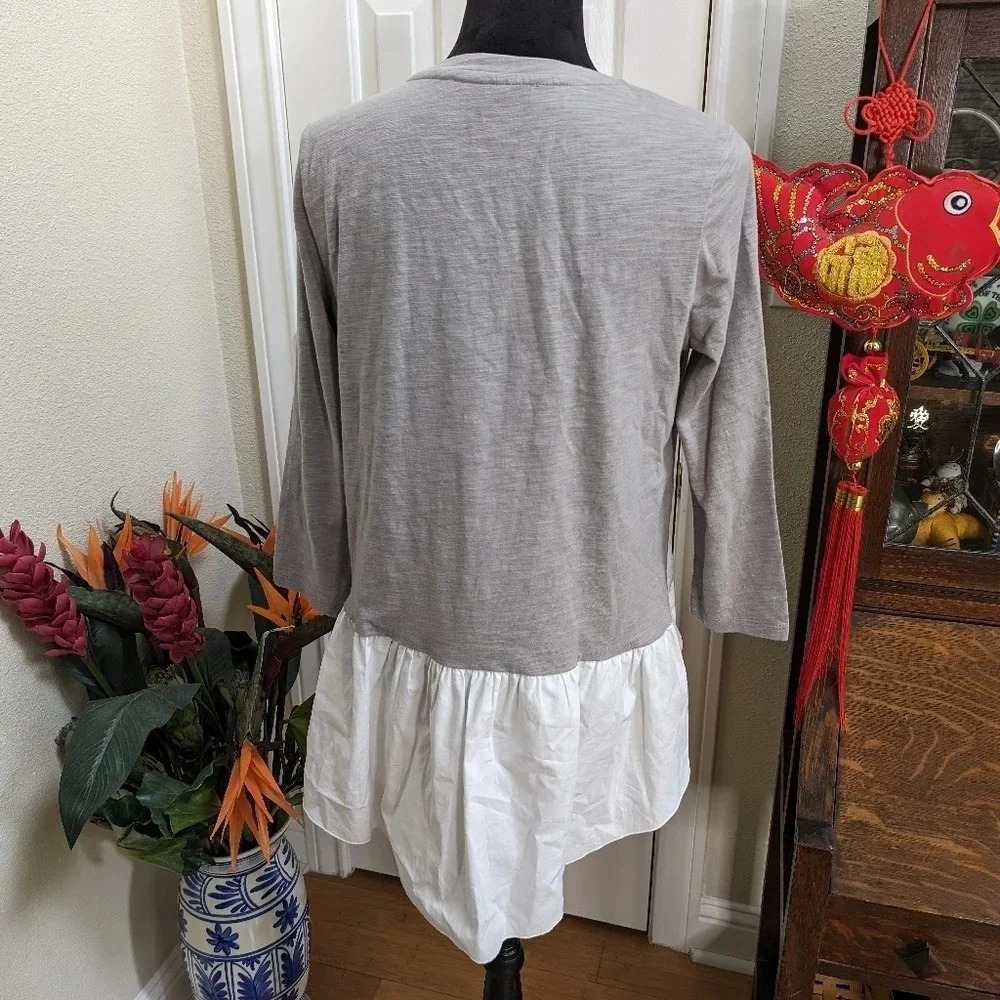 Moving Sale! 💘 ANTHRO Morwenna Gray & White Ruffled Pullover Tunic  - EUC!! - Picture 3 of 5